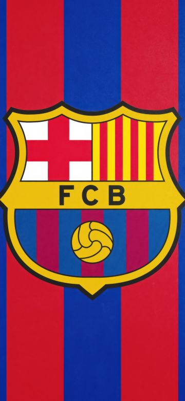 FCB Logo, Blue background, 5K, Crest, FC Barcelona