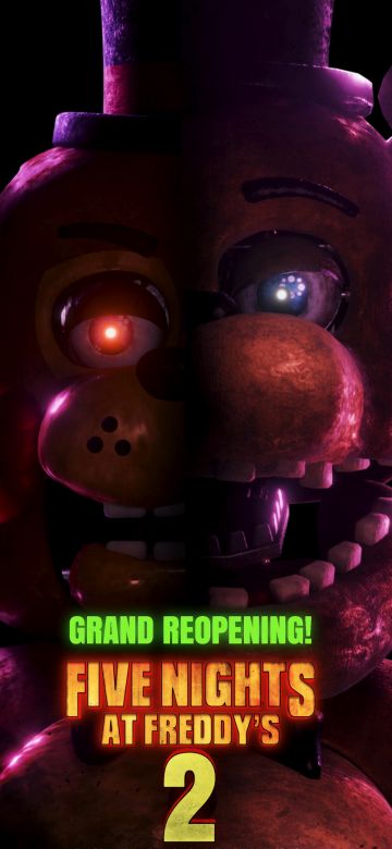 Toy Freddy, Withered Freddy, Five Nights at Freddy's 2, 8K, Black background, 5K, Freddy Fazbear, Freddy (FANF), 2025 Movies