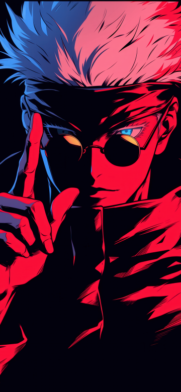 Satoru Gojo, JJK, AMOLED, 5K, Black background, Red aesthetic, Jujutsu Kaisen