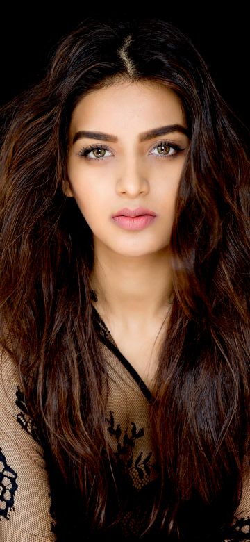 Nidhhi Agerwal, Indian actress, Telugu Actress, Black background, 5K