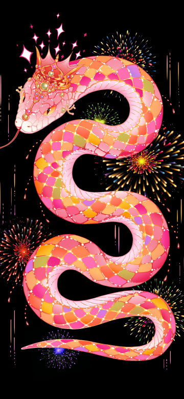 Year of the Snake, 2025, Chinese New Year, AMOLED, Black background, 5K, 8K