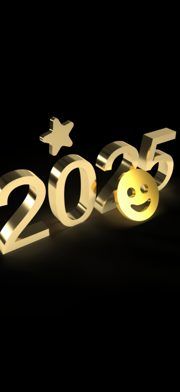 2025 New Year, Smiley, Dark aesthetic, Dark background