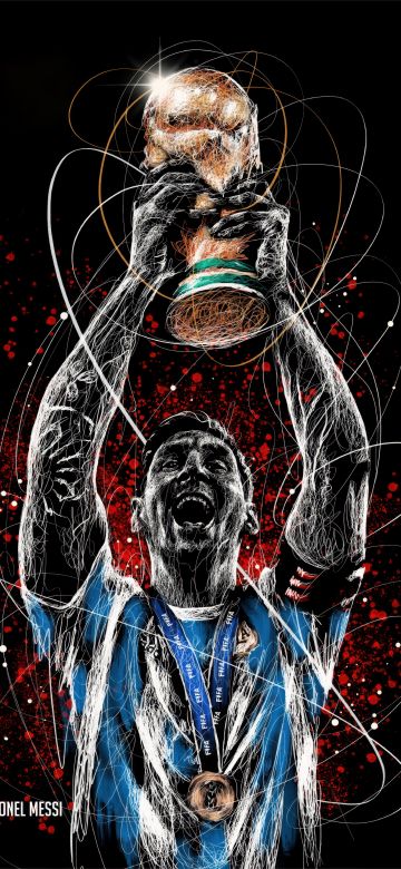 Lionel Messi, World Cup 2022, Black background, Artwork, AMOLED, 5K