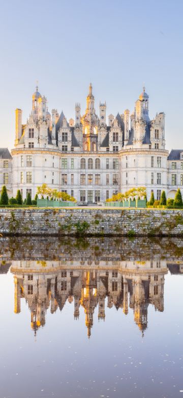 Chambord Castle, France, Ancient architecture, Loire Valley, 5K, Reflection, Daytime