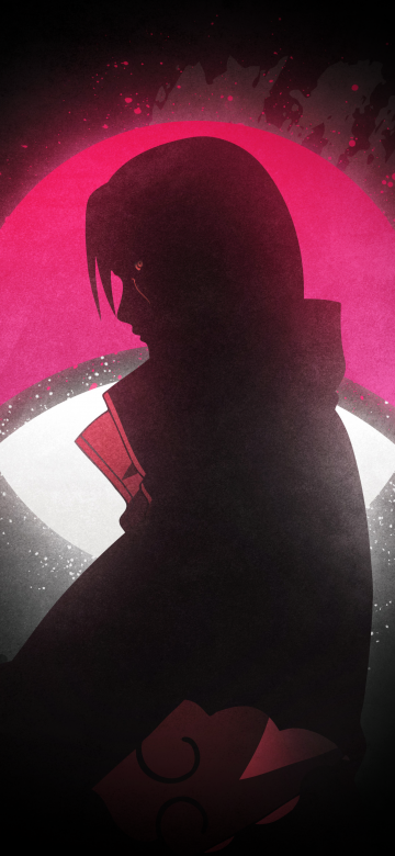 Itachi Uchiha, Glow in dark, Dark aesthetic, Silhouette, Naruto, 5K, Dark background