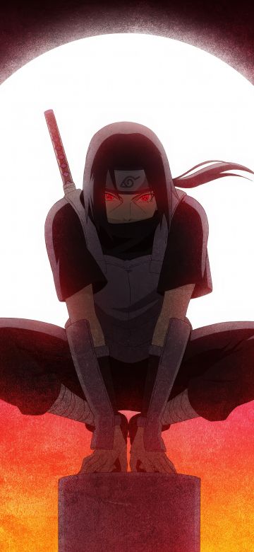 Itachi Uchiha, Iconic, Red aesthetic, 5K, Naruto, Red background