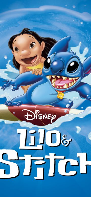 Lilo & Stitch, Movie poster, Blue background, 5K, Animation movies, Disney Animation