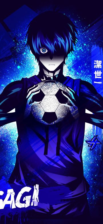 Yoichi Isagi, Blue aesthetic, Team Z, Anime series, Blue Lock, 5K, Dark blue