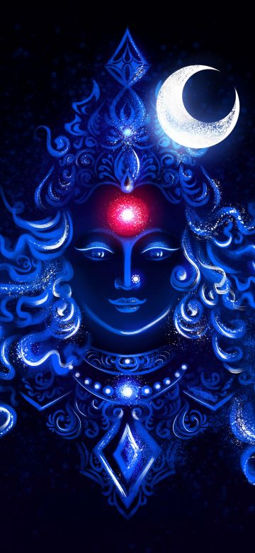 Durga Maa, Blue aesthetic, Digital Art, 5K, 8K, Dark blue, Hindu goddess