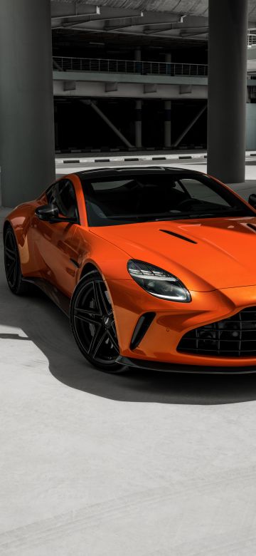 Aston Martin Vantage, V8 Twin Turbo Sportscar, 2025, 5K, 8K, Orange cars