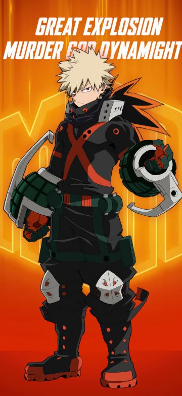 My Hero Academia, Katsuki Bakugo, Season 7, 5K, 8K, Orange background