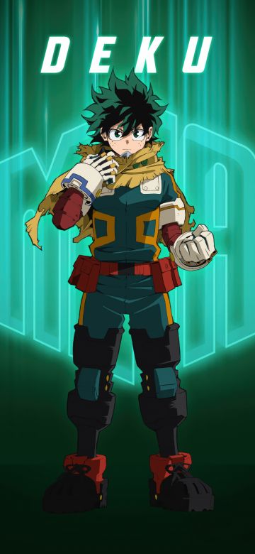 Izuku Midoriya (Deku), My Hero Academia, Season 7, 5K, Green background, 8K