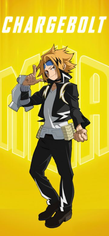 Denki Kaminari (Chargebolt), My Hero Academia, Season 7, 5K, Yellow background, Denki Kaminari, 8K