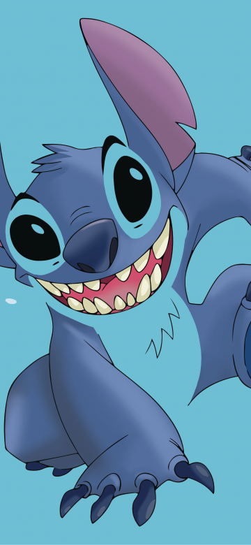 Stitch, 8K, Cyan background, Cartoon, 5K