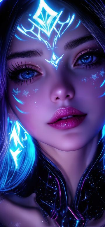 Dream girl, Neon art, Asian Girl, Anime girl, 5K, AI art