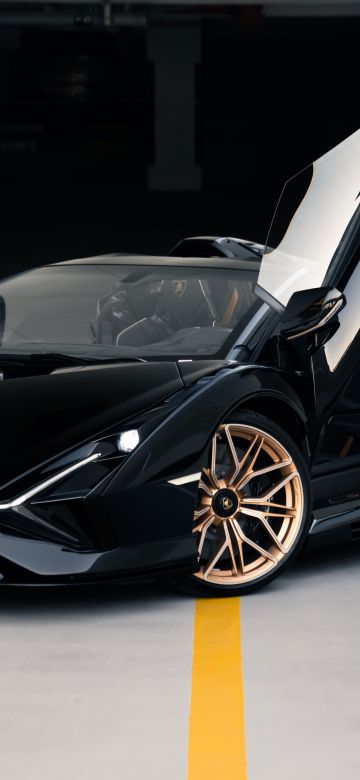 Black Lamborghini Sián Roadster, 8K, 5K, Hybrid sports car, Lamborghini Sián Roadster