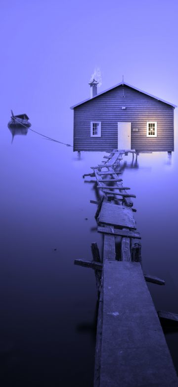 Boathouse, Wooden pier, Violet, Bankside, 5K