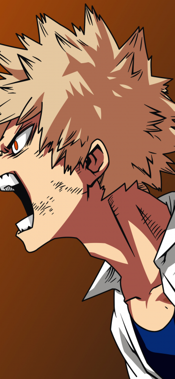 Katsuki Bakugo, Artwork, My Hero Academia, Brown background, 5K