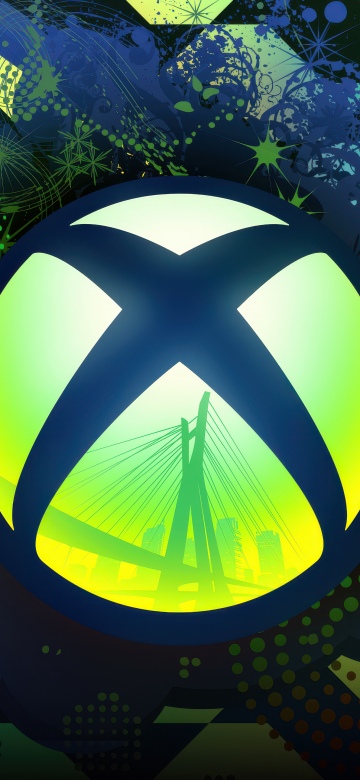 Xbox logo, Green abstract, 5K