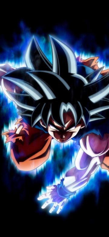 Ultra Instinct Goku, 12K, AMOLED, Dragon Ball Super, 5K, 8K, 10K, Black background