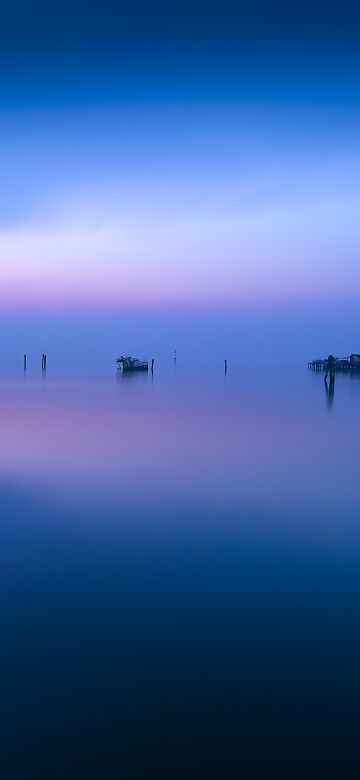 Fishing Huts, Venice, Italy, Water, Reflections, Calm, Sunset, Sea, Sky view