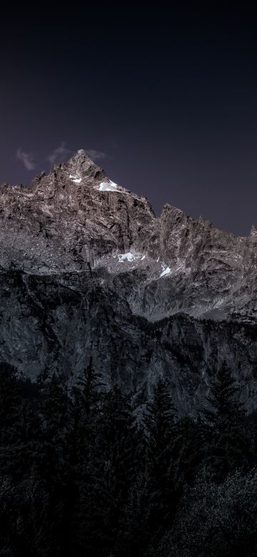 Grand Teton National Park, Early Morning, Mountain range, USA, Dark background, Peak