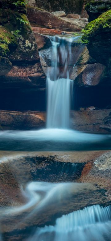 Sabbaday falls, New Hampshire, Waterfall, White Mountains, Evening, Water Stream, 5K