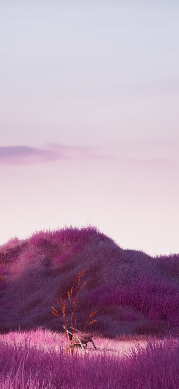 Pink aesthetic, Scenery, Landscape, Surreal, Pink grass, Dreamlike, Pastel, Tranquility, Ethereal, 5K