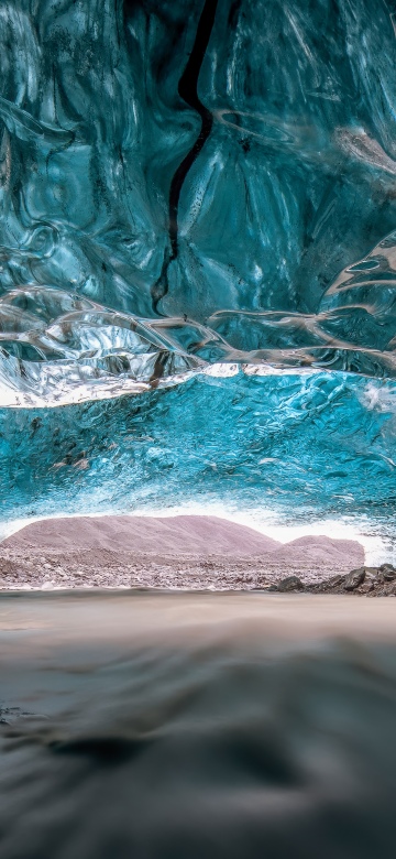 Ice Cave, Heading North, Sapphire cave, Glacier, Iceland, Ultrawide, 5K