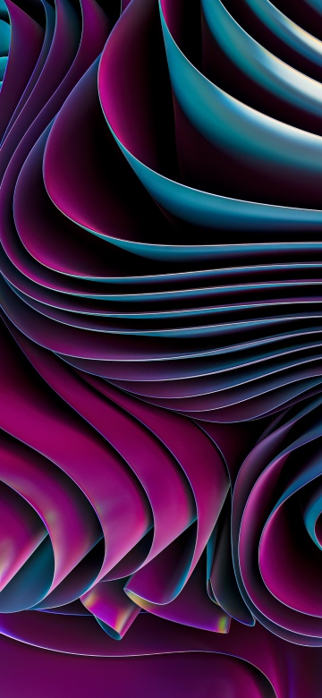 Holographic, Layers, Pink aesthetic, Metallic, Ribbons, Abstract background, Futuristic, Texture, 3D Art, Curves, Waves, Surreal, Dynamic, Vibrant, 5K