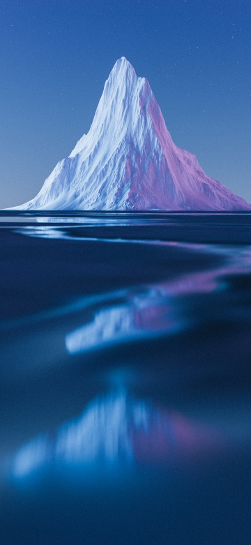 Frozen, Iceberg, 5K, Glacier, Cold, Surreal, Ocean, Polar Regions, Calm, Reflections, Minimalist, Blue aesthetic