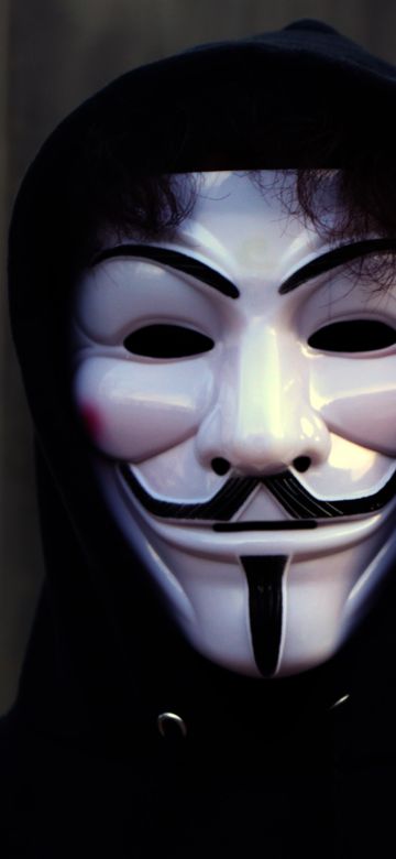 Man in Mask, Anonymous, White masks, Black Hoodie, Guy Fawkes mask, 5K