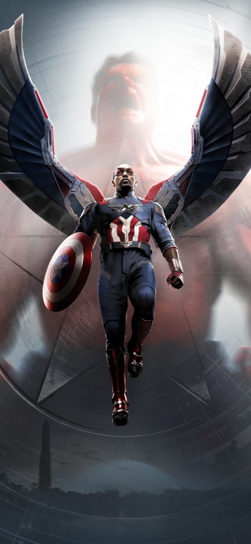 Sam Wilson, Anthony Mackie, Captain America: Brave New World, Vertical, 5K, 2025 Movies, Thunderbolt Ross (Red Hulk)