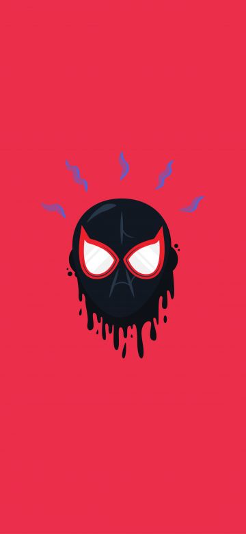 Miles Morales, Spider-Verse, Magenta background, Red background, Simple