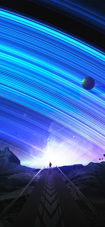 Trails, Planets, Surreal, Blue