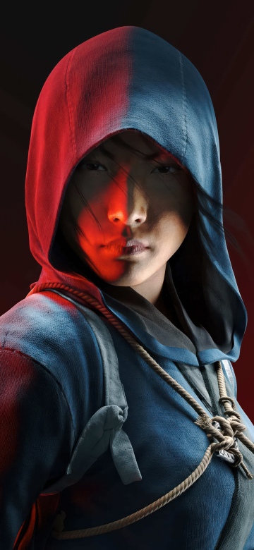 Fujibayashi Naoe, 5K, Assassin's Creed Shadows, Red background, 2025 Games, Naoe