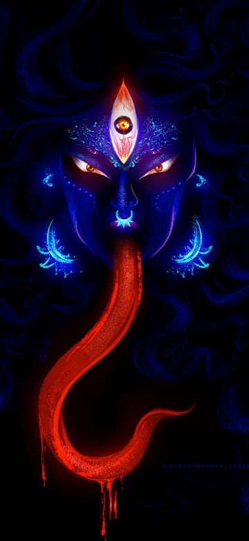 Kalimata, Mahakali, 8K, Black background, 5K, AMOLED, Hindu goddess