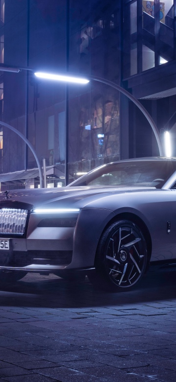 Rolls-Royce Black Badge Spectre, Jubilee Silver, 5K, 8K, Neon Lights