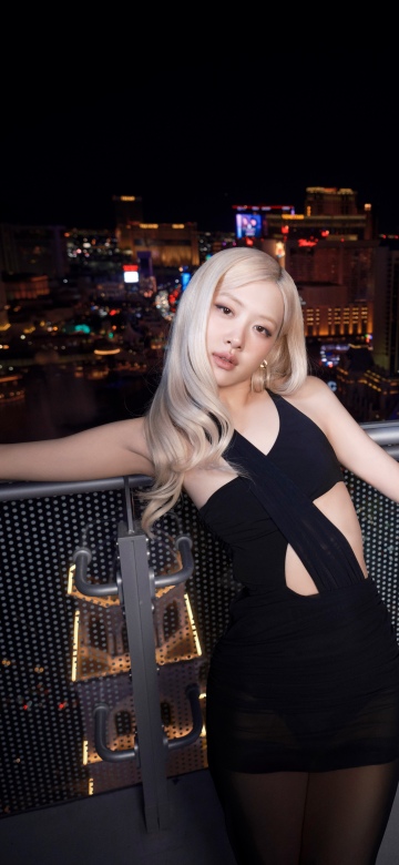 Rose (Blackpink), Night, 8K, 5K, Black dress