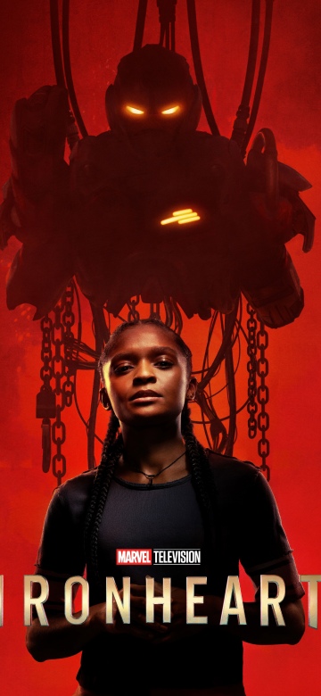 Dominique Thorne, Ironheart, 2025 Series, Marvel Cinematic Universe, Red background, Marvel Comics, TV series