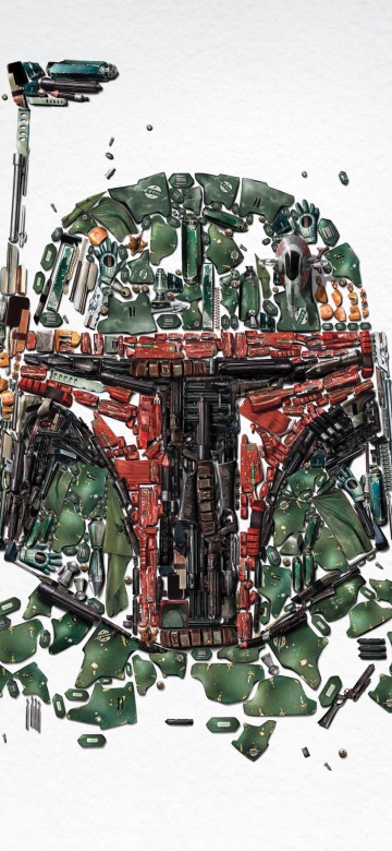 Star Wars, Boba Fett, Bounty hunter, The Mandalorian, Illustration, White background, 5K
