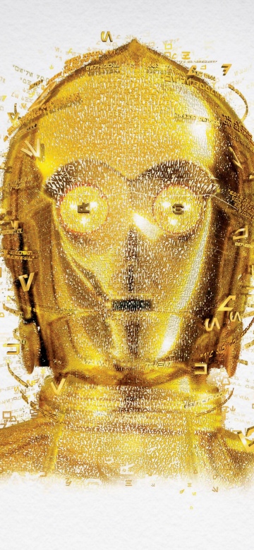 C-3PO, Star Wars, Robot, Golden, Illustration, 5K, White background, Digital Art