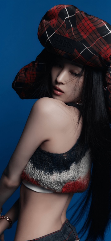 Annie, ALLDAY PROJECT, South Korean Singer, 5K, 8K, Blue background