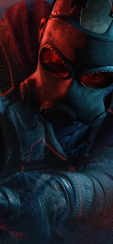 Rainbow Six Siege X, Ultrawide, 2025 Games, Gas mask, Tactical gear, Red glow, Dystopian, 5K