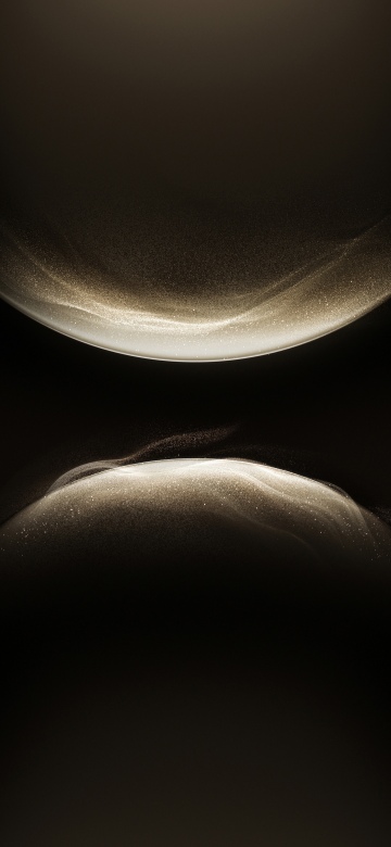 Golden, Glowing particles, Spheres, Shimmering, Flow, 5K, Dark background