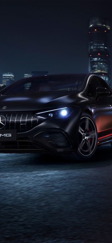 Mercedes-AMG EQE 53 4MATIC, 2025, Mercedes-Benz AMG, Electric cars, Black cars, Night city