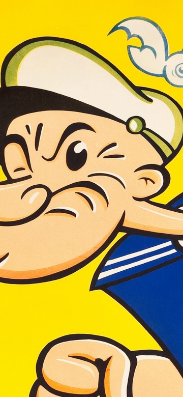 Popeye the Sailor Man, Cartoon, Yellow background, Funny, 5K