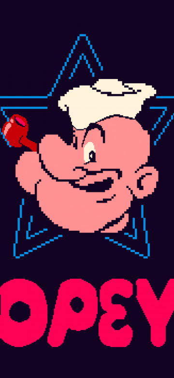 Popeye, Pixel art, Retro, Dark background, 5K