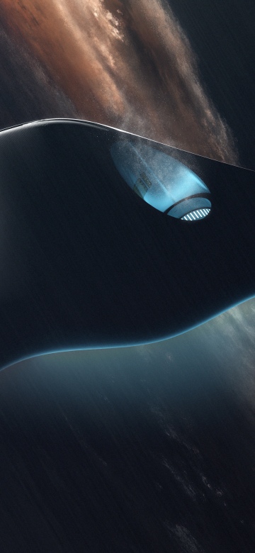 Futuristic, Spaceship, Concept Art, Dark background, Deep space, Space exploration, 5K