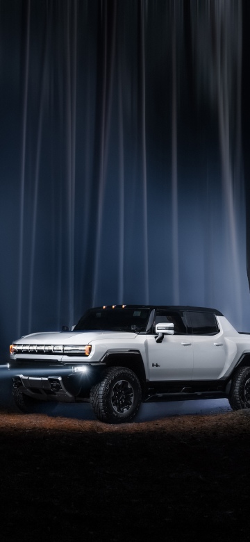 GMC Hummer EV, Night time, Pickup truck, Electric SUV, Forest, Night, Fog, Headlights, 5K